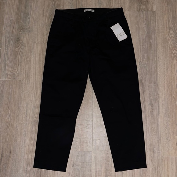 Zara Men’s Black Pants NEW Straight Cut Chinos - Picture 5 of 9